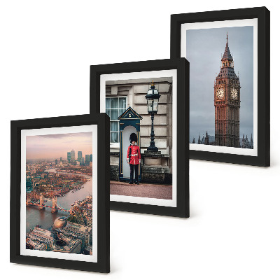 Set 3 tablouri Vederi ale Londrei cu podul și garda Big Ben