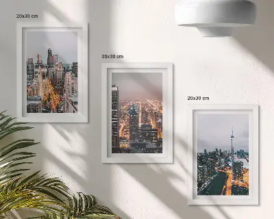 Galerie de perete vederi nocturne cu zgârie-nori și lumini ale orașului