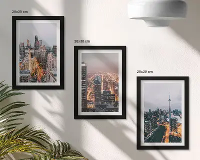 Galerie de perete vederi nocturne cu zgârie-nori și lumini ale orașului