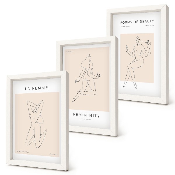Set 3 tablouri Siluete liniare de femei în postere minimaliste