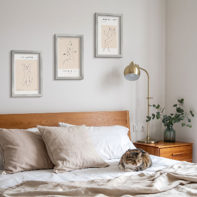 Set 3 tablouri Siluete liniare de femei în postere minimaliste