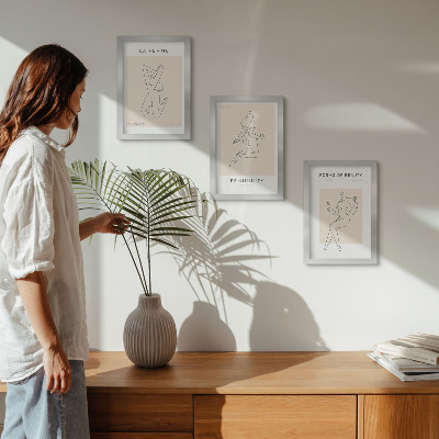 Set 3 tablouri Siluete liniare de femei în postere minimaliste