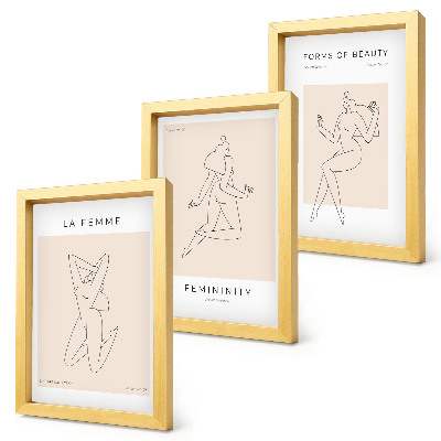 Set 3 tablouri Siluete liniare de femei în postere minimaliste
