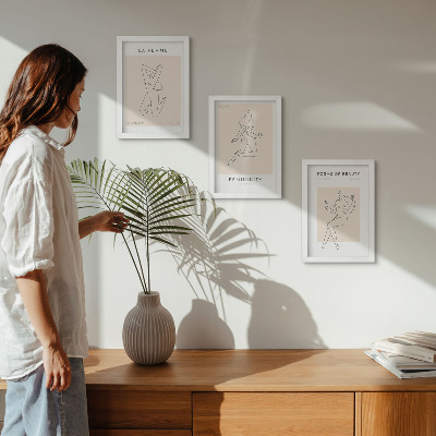 Set 3 tablouri Siluete liniare de femei în postere minimaliste