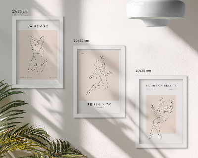 Set 3 tablouri Siluete liniare de femei în postere minimaliste