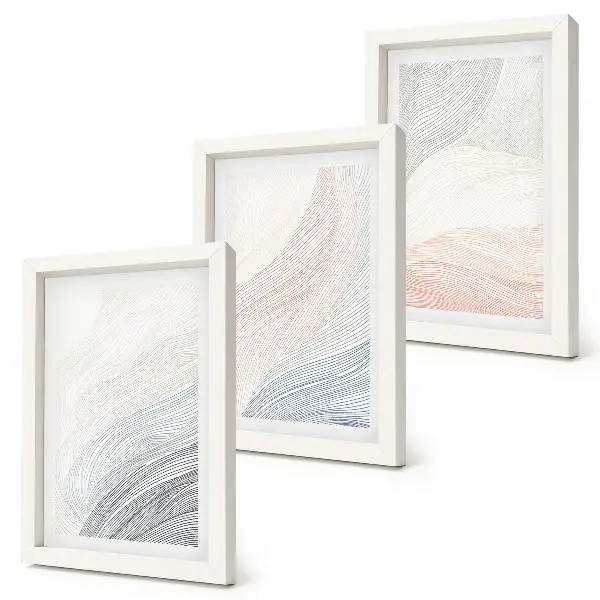 Galerie de perete pictură abstractă cu valuri realizată pe carton în nuanțe pastelate