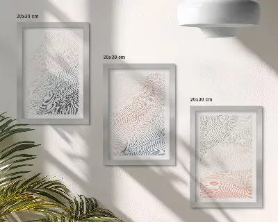 Galerie de perete pictură abstractă cu valuri realizată pe carton în nuanțe pastelate