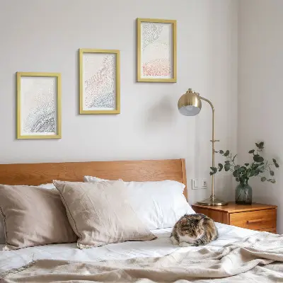 Galerie de perete pictură abstractă cu valuri realizată pe carton în nuanțe pastelate