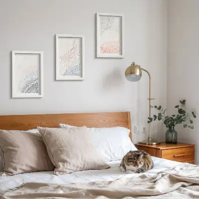 Galerie de perete pictură abstractă cu valuri realizată pe carton în nuanțe pastelate