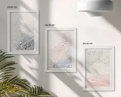 Galerie de perete pictură abstractă cu valuri realizată pe carton în nuanțe pastelate