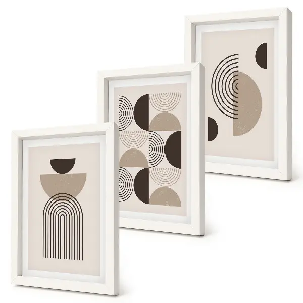 Set 3 tablouri cu modele geometrice abstracte minimaliste
