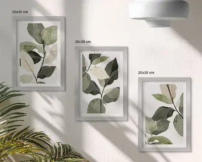 Galerie de perete cu ilustrații de frunze delicate în stil boho