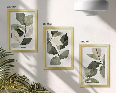 Galerie de perete cu ilustrații de frunze delicate în stil boho