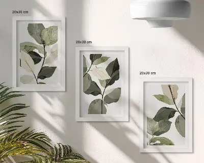 Galerie de perete cu ilustrații de frunze delicate în stil boho