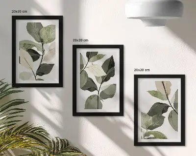 Galerie de perete cu ilustrații de frunze delicate în stil boho