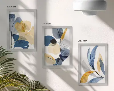 Set de 3 tablouri cu motive vegetale în stil acuarelă