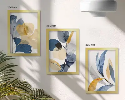 Set de 3 tablouri cu motive vegetale în stil acuarelă