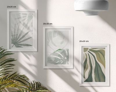 Galerie de perete Frunze de plantă în nuanțe de verde și gri