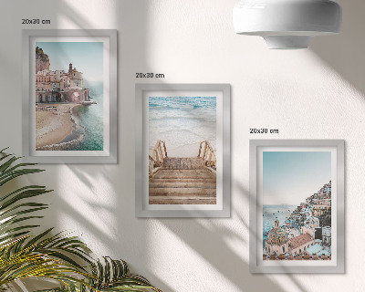 Galerie de perete Vederi pastelate de vară cu arhitectură de pe litoral și plajă