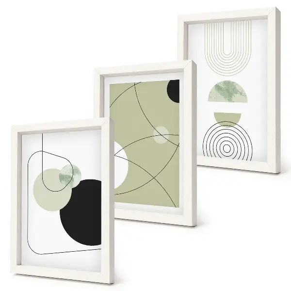 Set 3 tablouri cu forme abstracte în culori discrete