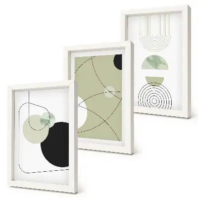 Set 3 tablouri cu forme abstracte în culori discrete
