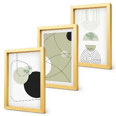 Set 3 tablouri cu forme abstracte în culori discrete