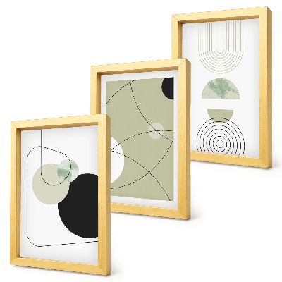 Set 3 tablouri Forme abstracte în culori discrete