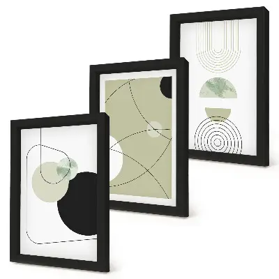 Set 3 tablouri cu forme abstracte în culori discrete