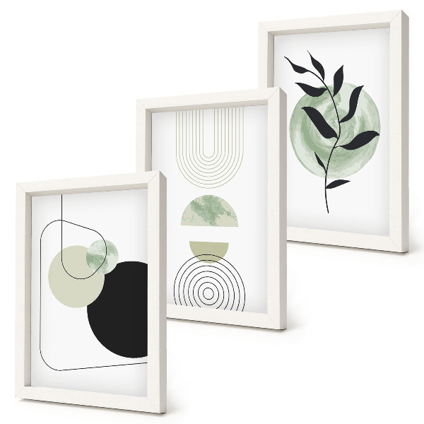 Galerie de perete Forme abstracte și motive vegetale în verde