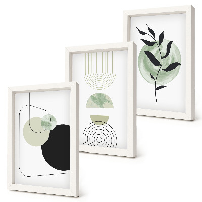 Galerie de perete Forme abstracte și motive vegetale în verde