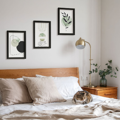 Galerie de perete Forme abstracte și motive vegetale în verde