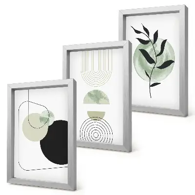 Galerie de perete cu forme abstracte și motive vegetale în nuanțe de verde