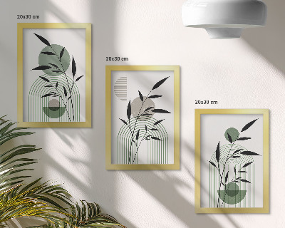 Set 3 tablouri Compoziții abstracte de plante, stil boho