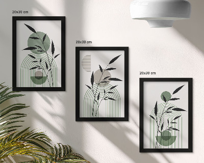 Set 3 tablouri Compoziții abstracte de plante, stil boho