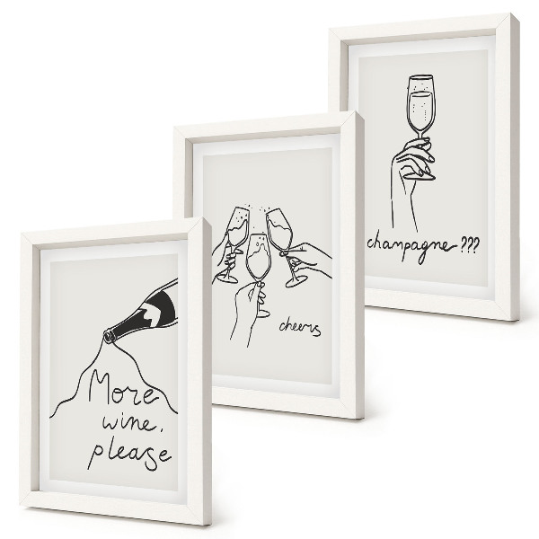 Galerie de perete Momente vesele cu desene liniare cu vin și șampanie