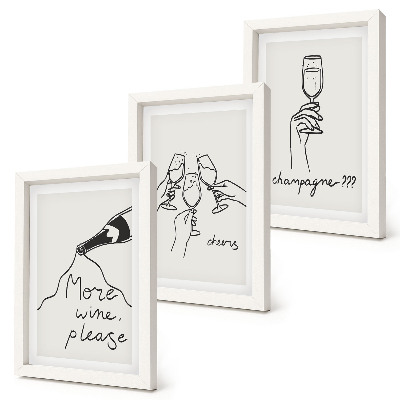 Galerie de perete Momente vesele cu desene liniare cu vin și șampanie