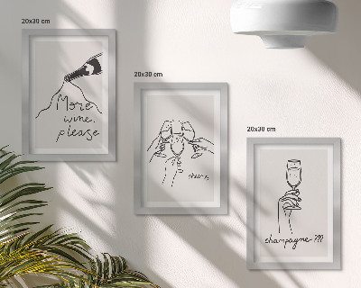 Galerie de perete Momente vesele cu desene liniare cu vin și șampanie