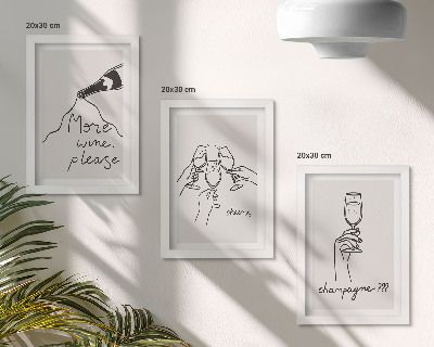 Galerie de perete Momente vesele cu desene liniare cu vin și șampanie