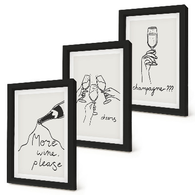 Galerie de perete Momente vesele cu desene liniare cu vin și șampanie