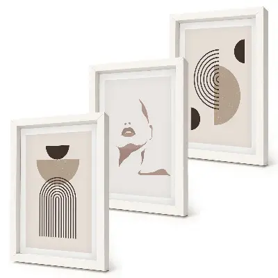 Set 3 tablouri cu forme geometrice abstracte și siluetă facială
