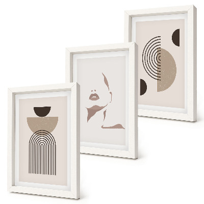 Set 3 tablouri Forme geometrice abstracte și siluetă facială