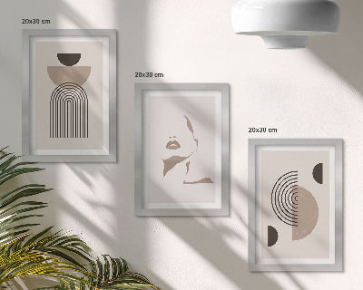 Set 3 tablouri Forme geometrice abstracte și siluetă facială