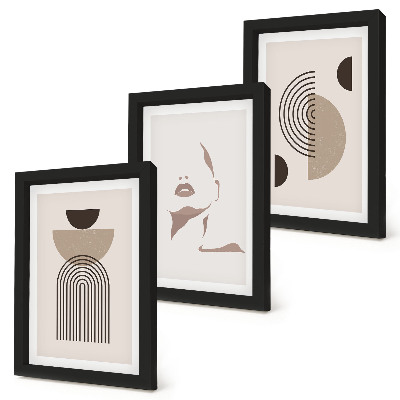 Set 3 tablouri Forme geometrice abstracte și siluetă facială