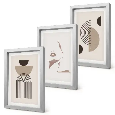 Set 3 tablouri cu forme geometrice abstracte și siluetă facială