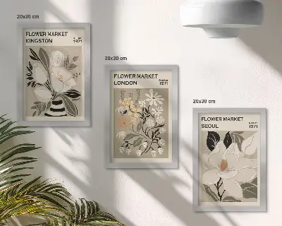 Galerie de perete cu flori retro din diferite orașe ale lumii