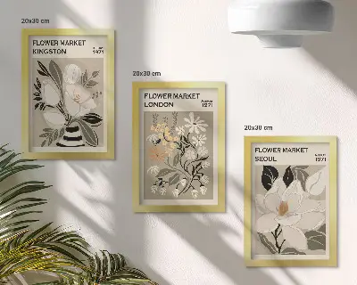 Galerie de perete cu flori retro din diferite orașe ale lumii