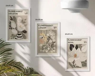 Galerie de perete cu flori retro din diferite orașe ale lumii