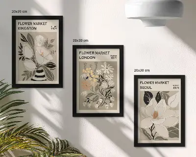 Galerie de perete cu flori retro din diferite orașe ale lumii