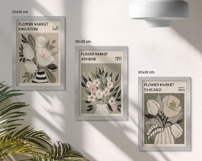 Set 3 tablouri Aranjamente florale în stil retro din diverse orașe