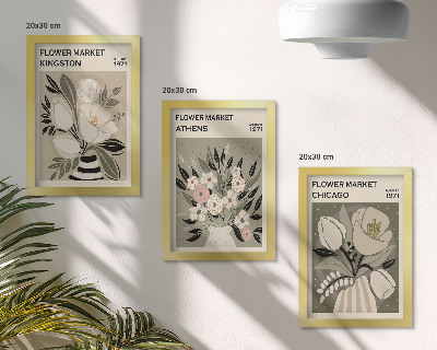 Set 3 tablouri Aranjamente florale în stil retro din diverse orașe